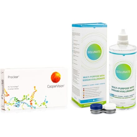 Proclear (6 lenzen) + Solunate Multi-Purpose 400 ml met lenzendoosje