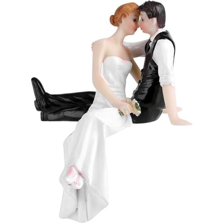 Bruidstaart Toppers Paar Bruid en Bruidegom Hars Beeldje Grappige Decoratie black