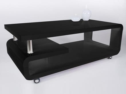 Salontafel Hoogglans zwart op wielen 115 cm