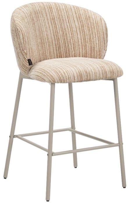 Bronx71® Barkruk Milo chenille beige/taupe 70 cm - barstoel
