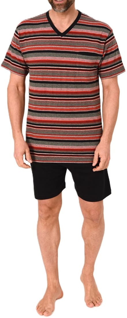Normann herenpyjama Shorty met korte mouwen in een gestreepte look