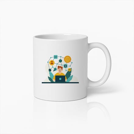 Programmeur Mok – Creatieve Coder Koffiebeker met Tech-iconen voor Developers en IT-liefhebbers