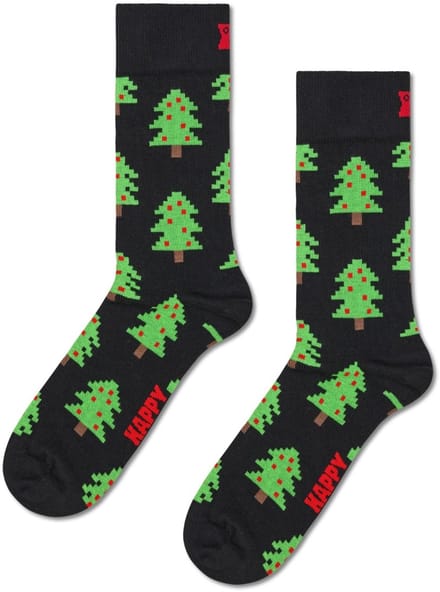 Happy Socks unisex sokken holiday trees zwart