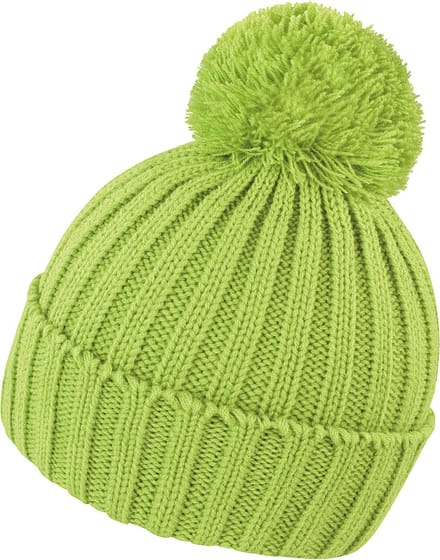 Grof gebreide winter muts lime groen voor volwassenen