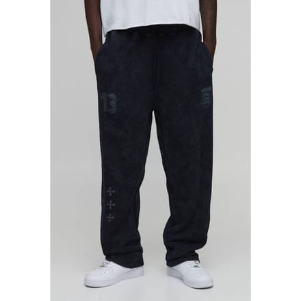 Oversized Lage Kruis Gewassen En Distressed Dubbele Tailleband Jogger | Black | Size XL