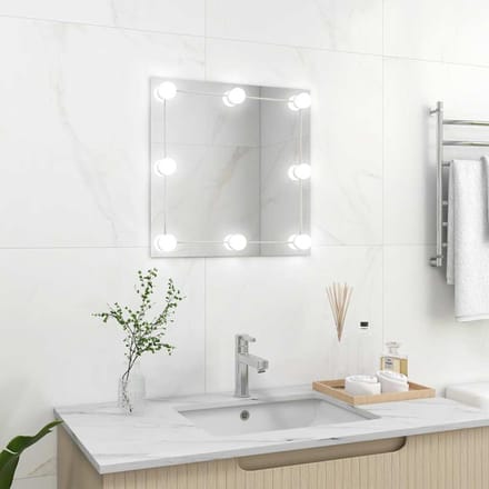 vidaXL - Wandspiegel - met - LED-lampen - vierkant - glas