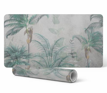 Antislip bureauonderlegger met palmbomen op een pastelkleurige achtergrond, 120x60 cm