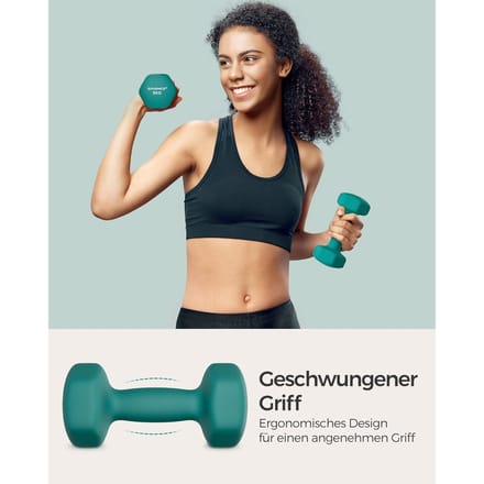 Songmics Dumbbells Set 2X3Kg Dumbbell Set Korte Dumbbells Hexagon Neopreen Coating legergroen