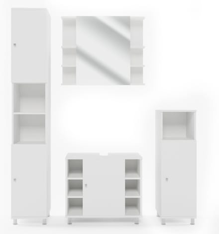 Vicco Badkamermeubel set Fynn, Wit, 4-delig
