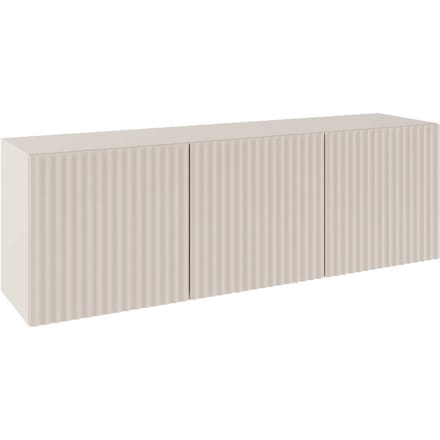Selsey Sunds – TV-lowboard met geribbelde lamellenfronten, 3-deurs, kasjmierbeige, 150 cm