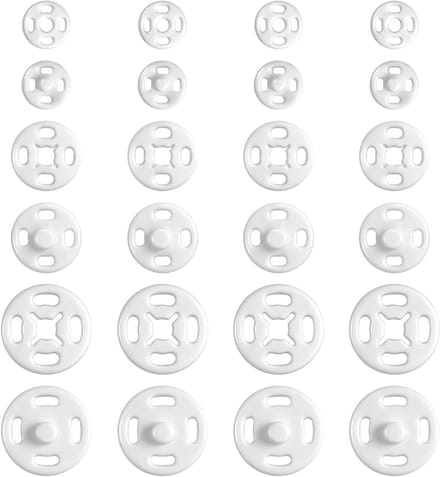 Pack van 45 drukknopen voor naaien, 7.5/10/15 mm, plastic, onzichtbare drukknopen, rond, ideaal voor kleding en handwerk
