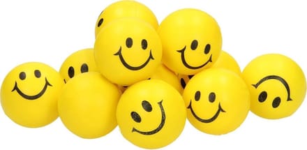 Banzaa Emoji Stressbal 12 Stuks Smiley Soft Density – Reduceren van Stress – Geel