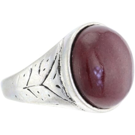 Behave - Ring - Vintage Bordeau Rode Statement Ring – Metalen Ring met Natuursteen Look