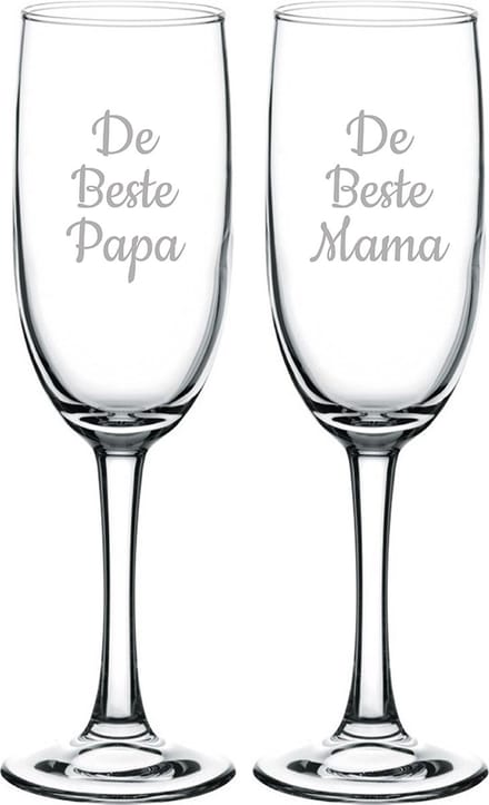 Gegraveerde Champagneglas 16,5cl De Beste Mama-De Beste Papa