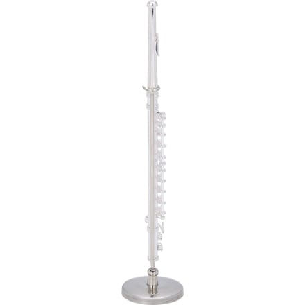 Koperen Miniatuur Fluit met Standaard Mini Muziekinstrument Model Accessoire Cadeau (Zilver) white