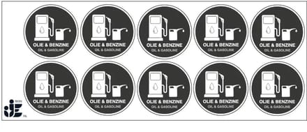 Olie en benzine afval sticker | 5 cm - 10 stuks per vel
