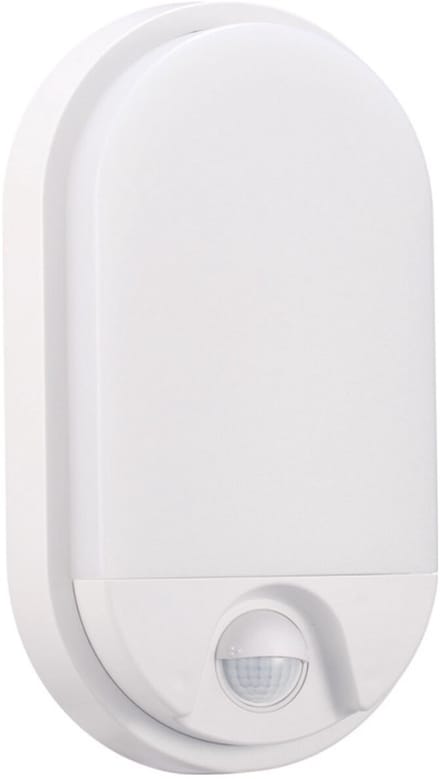 LED Tuinverlichting met Bewegingssensor - Hoktan - Wandlamp Buiten - 10W - Natuurlijk Wit 4200K - Mat Wit - Ovaal