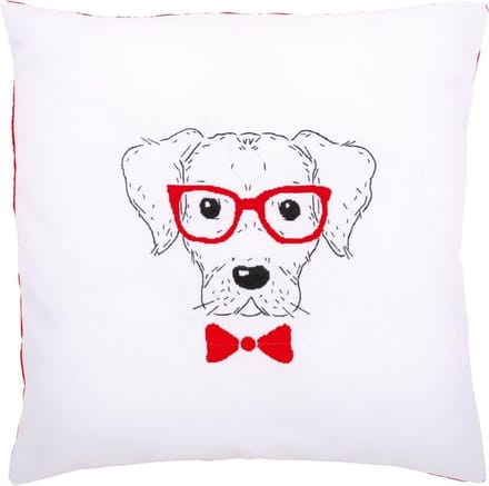 Borduurkussen kit Hond met rode bril - Vervaco - PN-0155963