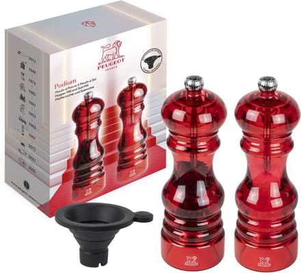 Peugeot Podium - Peper- en zoutmolen - 18 cm - Rood Acryl