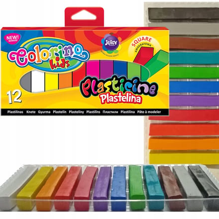 Colorino Kneedbare Klei 12 Kleuren Vierkant voor Kinderen