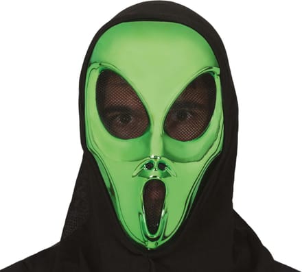 Fiestas Guirca - Gezichtsmasker alien met kap