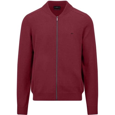 Fynch-Hatton Vest Supersoft Cotton Cardigan College Collar Ruby Red / male