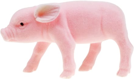 Geluksvarken roze geflockt 20cm 3st, 3 Stück
