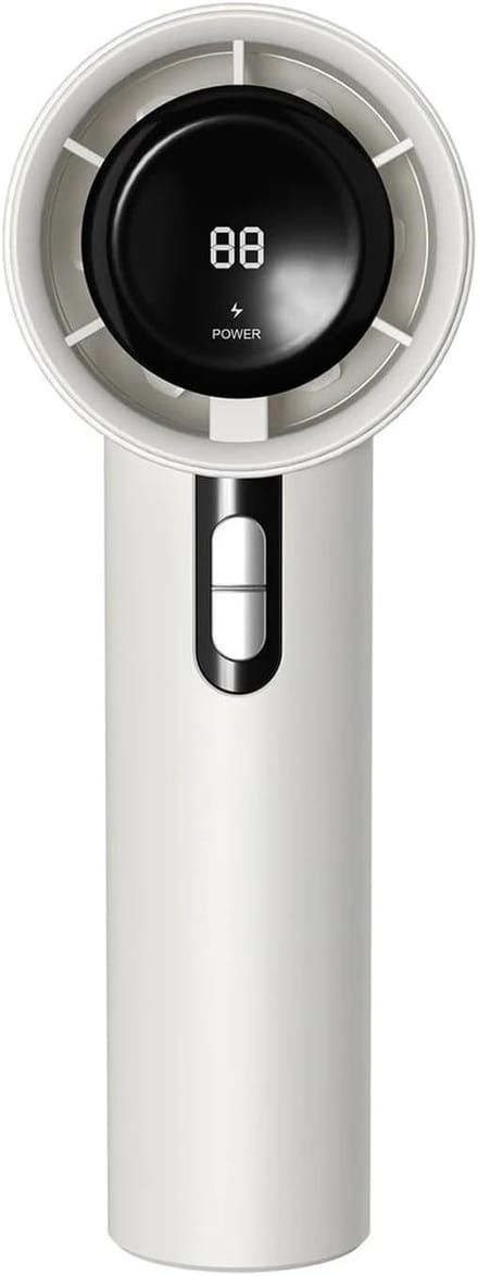 Ventilator - Handventilator - Mini ventilator - Handventilator oplaadbaar - Draagbare handventilator - Krachtige ventilator - Oplaadbaar - Met digitaal display - Met 100 instelbare snelheden voor buitengebruik - Wit