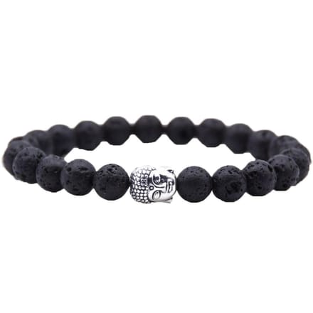 Mala armband van natuursteen – Lavasteen - buddha / boedha – 20 cm - Rhylane®