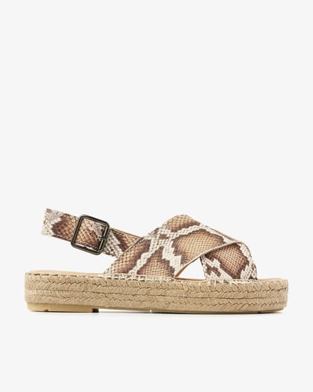 VIA VAI Mondi Isabella Espadrilles Dames - Leer - Cognac - Maat 39