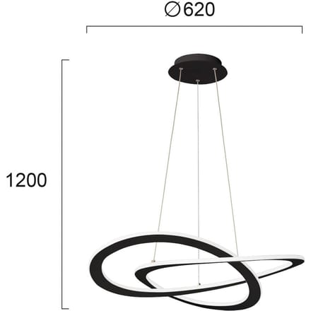 Viokef LED hanglamp Charlie, Ø 62 cm, zwart