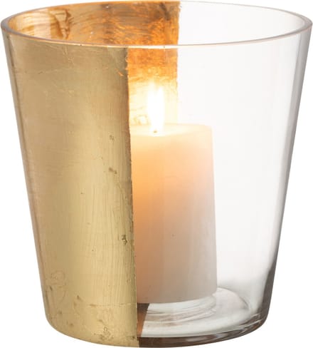 J-Line windlicht boe - glas - transparant/goud - medium