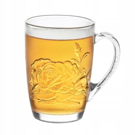 Merkloos Grote Glazen Mok 415 ml - Bloemendesign