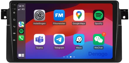 CarPlay autoradio geschikt voor BMW 3-serie E46 | 1999 t/m 2005 | Android 16 | Draadloos Apple CarPlay & Android Auto | 2GB + 32GB | QuadCore processor | Denago DNG-A23 | 2025 model | 1999 2000 2001 2002 2003 2004 2005 | Bluetooth & Wifi