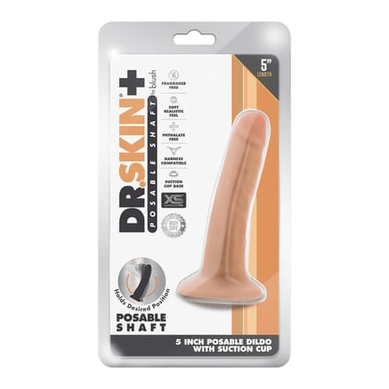 Blush Dildo Love Toy Dr. Skin Plus 5 Inch Posable Dildo Vanilla beige