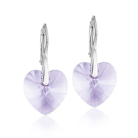 Montebello Oorbellen Edrea Violet - 925 Zilver - Swarovski Hart - Ø14x30mm
