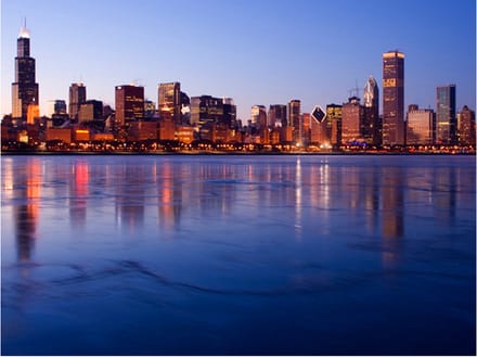 Fotobehang - Icy Downtown Chicago.
