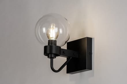 Lumidora Wandlamp 73972 - Voor binnen - OWEN - E14 - Zwart - Metaal