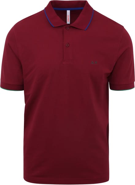 Sun68 Poloshirt Small Stripe Bordeaux - Maat S - Heren