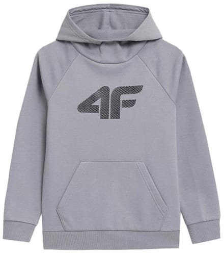 4F Grijze Jongens Kangoeroe Sweatshirt met Logo, Maat 128