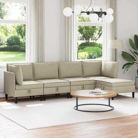 vidaXL - Woonkamer - Meubelset - 5 - st - Zand - Stof