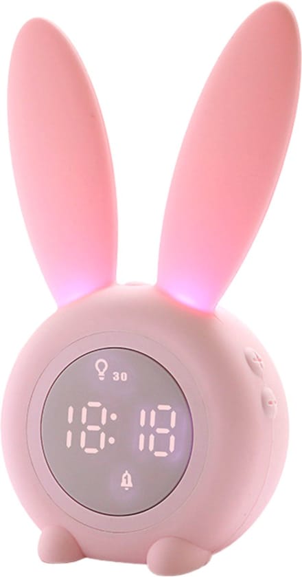 Slaaptrainer Kinderen - Kinderwekker - Nachtlampje Kinderen - Roze Konijn
