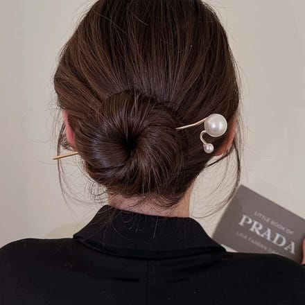 Vintage Haarspeld met Grote Parel - Elegante Strik Haaraccessoire voor Dames en Meiden