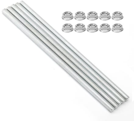 Set van 5 M8×200mm Draadstangen in RVS met 10 Flensmoeren voor Meubelassemblage, Industrie en Kluswerk