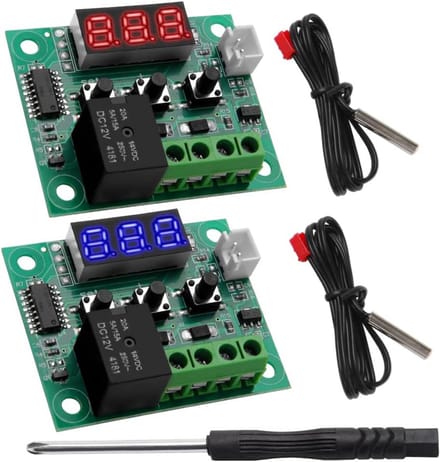 2x Digitale Temperatuurcontroller Module 12V DC -50 tot 110°C Thermostaat met Waterdichte Sonde
