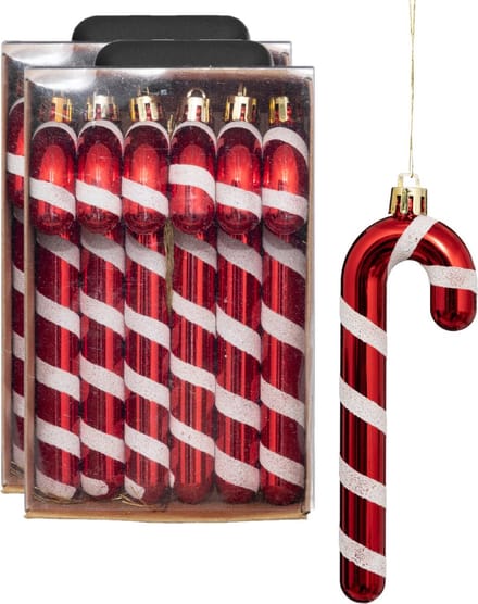 Feeric lights and christmas kersthangers zuurstokken 12x -plastic- 14cm