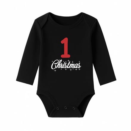 Romper 1st Christmas - zwart - lange mouw