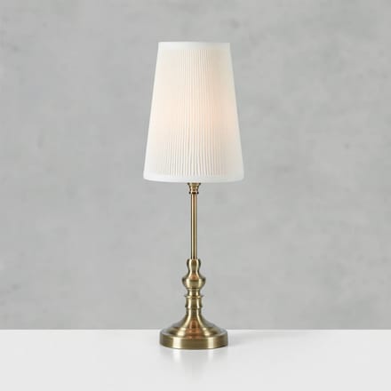 Markslöjd Tafellamp Noble, messingkleurig/natuurwit, hoogte 56 cm, stof