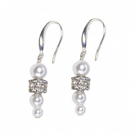 Zilver wit Synthetische-parel strass oorbellen Odelia - Charme Bijoux