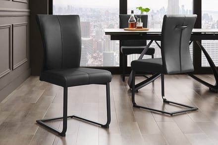 Moderne sledestoel SAMSON zwart echt lederen metalen frame met comfortabele handgreep - 45174